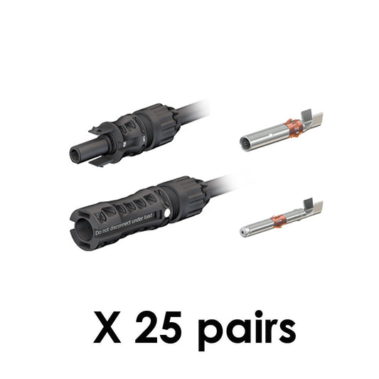 Genuine MC4-EVO 2 1.5KV 4-6mm Solar PV Connectors PV-KBT4-EVO2/6I-UR - 1 Pack of 25 Pairs
