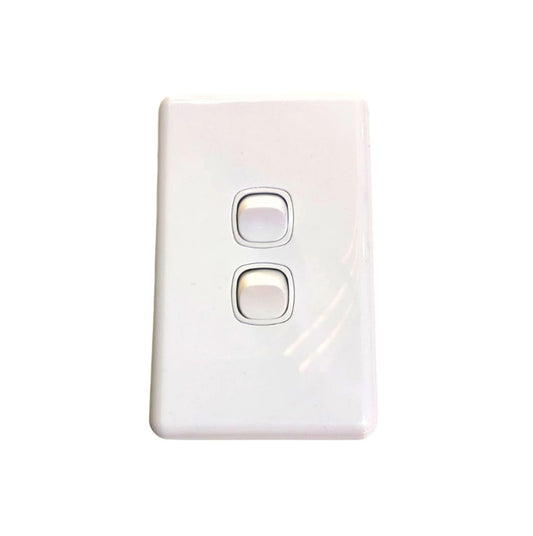 2 Gang Double Light Switch White Gloss Color - Single Pc