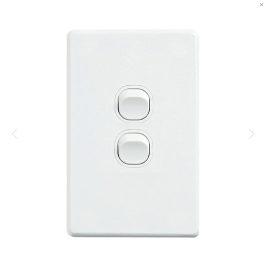 2 Gang Double Light Switch White Color - Single Pc