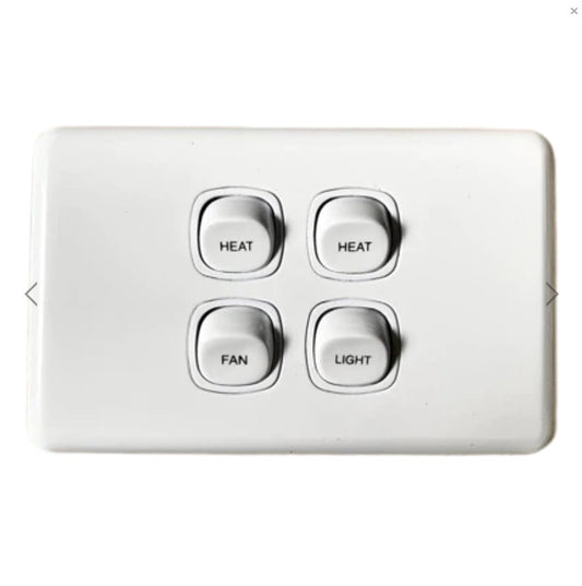 4 GANG WALL SWITCH - PRINTED WITH HEAT HEAT FAN LIGHT - ELECTRICAL LIGHT SWITCH - Single Pc