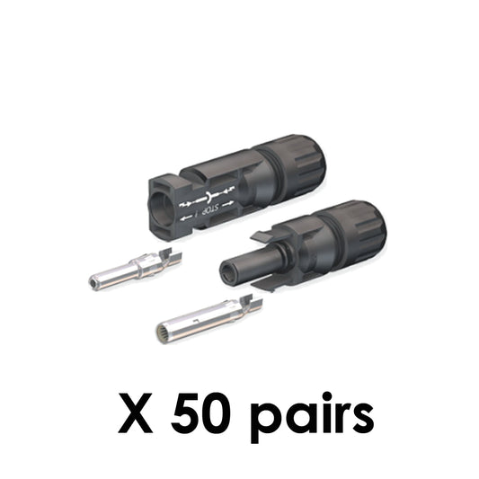 Genuine MC4 Connectors PV-KBT4/6II-UR & PV-KST4/6II-UR- One Pack of 50 Pairs