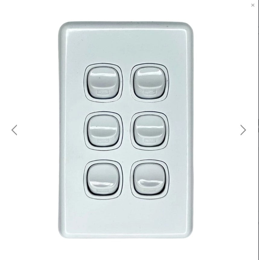 6 GANG SWITCH ASSEMBLED VERTICAL - 250 V -WHITE - Single Pc