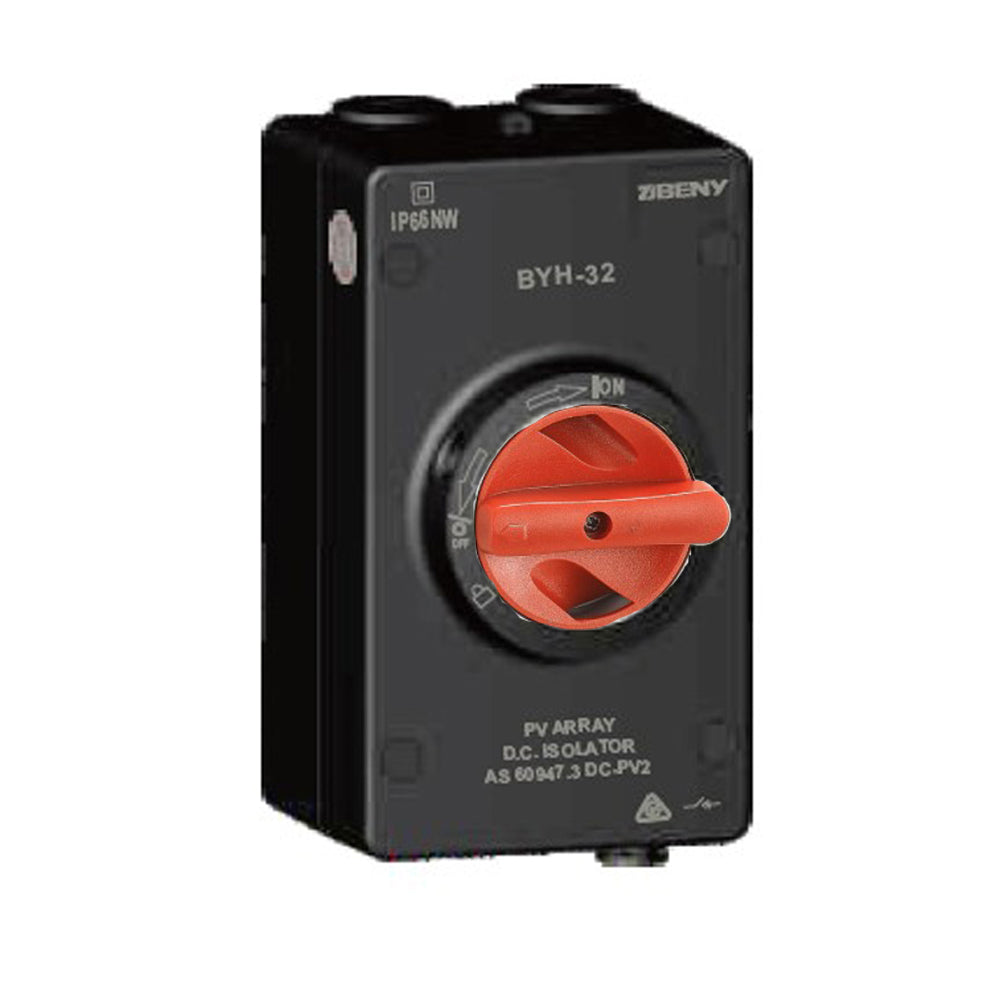 ZJ Beny 1200V 32A 4P DC with Black Aluminum Enclosed Isolator Switch ZJBeny BYT-32