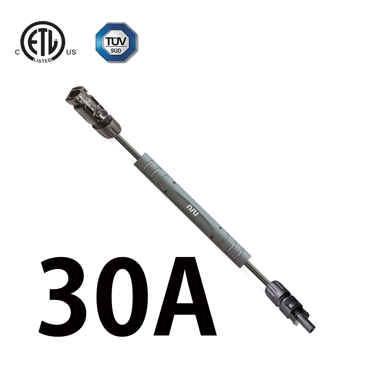Solar Inline Fuse Connector 30A IP68 1500 Volts DC With Genuline MC4 Connector In Line Fuse