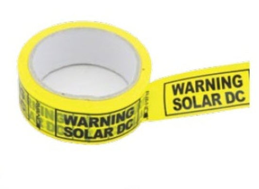 Solar DC Warning Tape - Black on Yellow  - 50m Roll