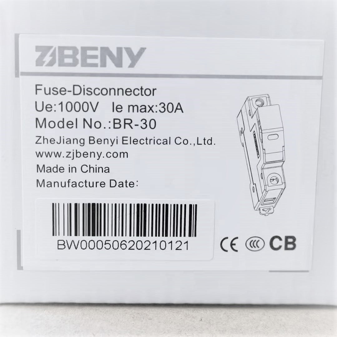 ZJ Beny ZJBeny Fuse Holder 1000V 30A BR-30 Single Fuse