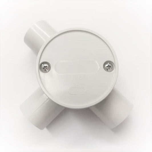 25mm 3 Way Round Conduit Junction Box - Pack of 10