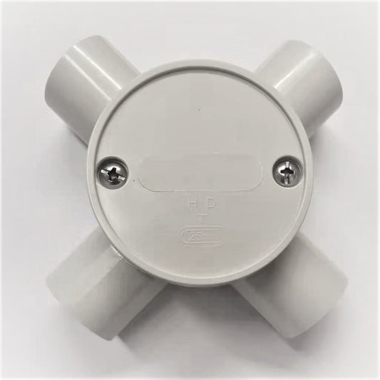 25mm 4 Way Round Conduit Junction Box - Pack of 10