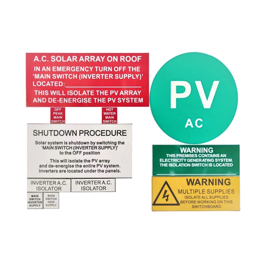 AC Solar Labels 11 Pieces