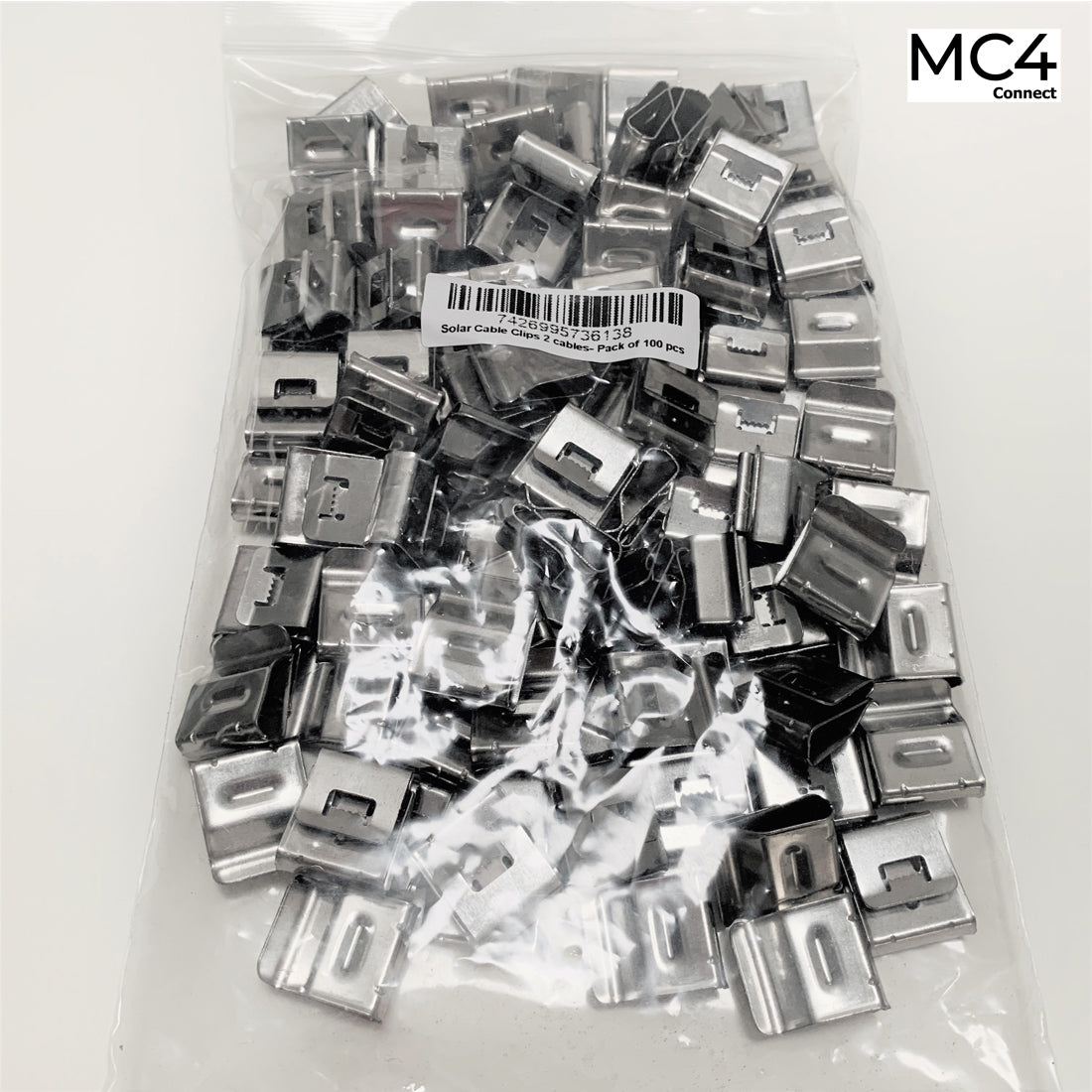 Stainless Steel Solar Panel Cable Clips 2 cables - 100pcs