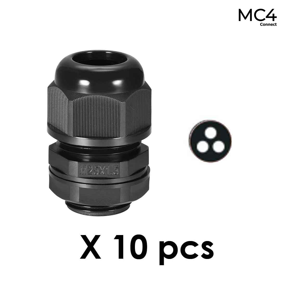 M25 Nylon Cable Gland 3 Holes M25-H3 - 1 Pack of 10 pcs