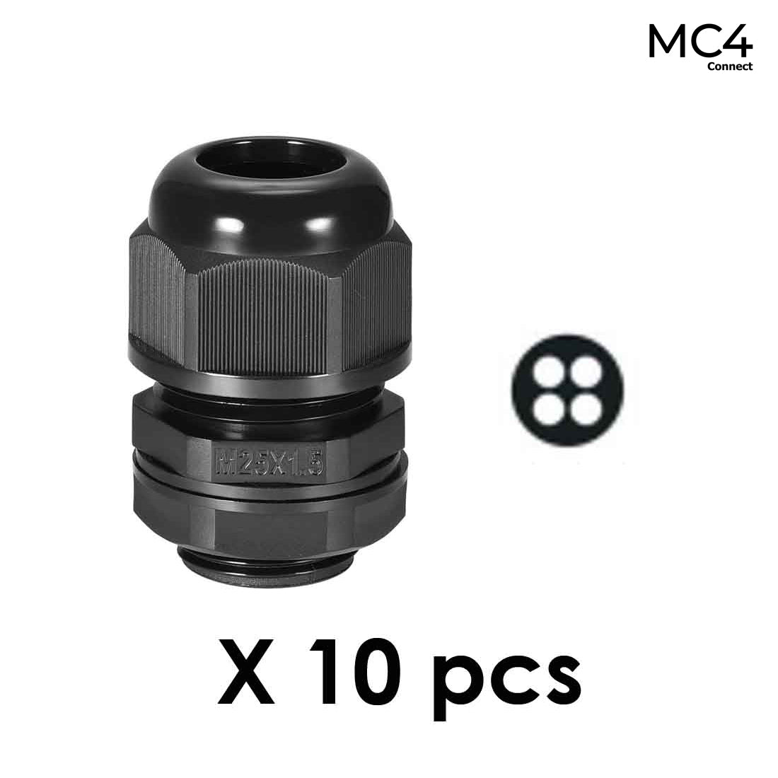 M25 Nylon Cable Gland 4 Holes M25-H4 - 1 Pack of 10 pcs