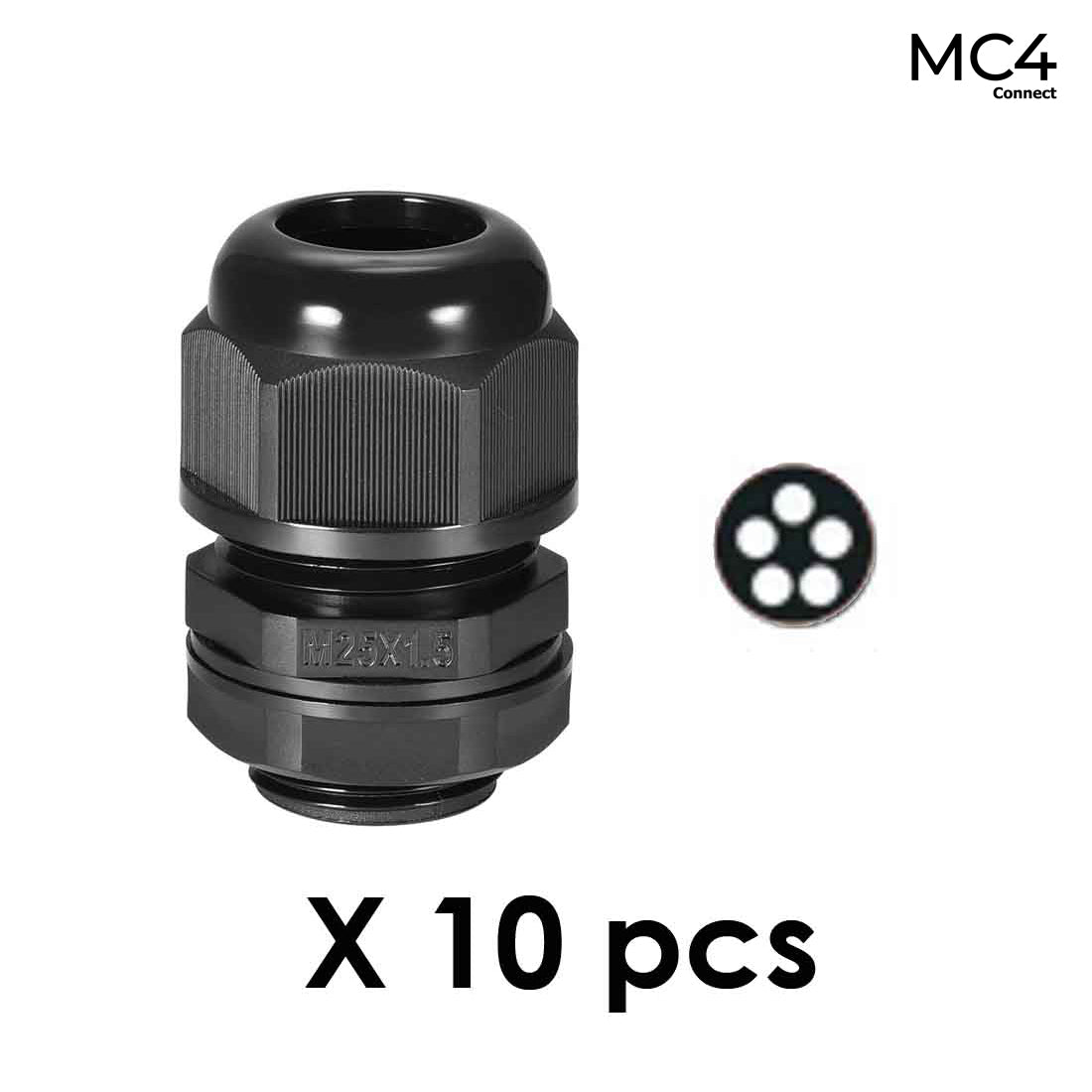 M25 Nylon Cable Gland 5 Holes M25-H5 - 1 Pack of 10 pcs