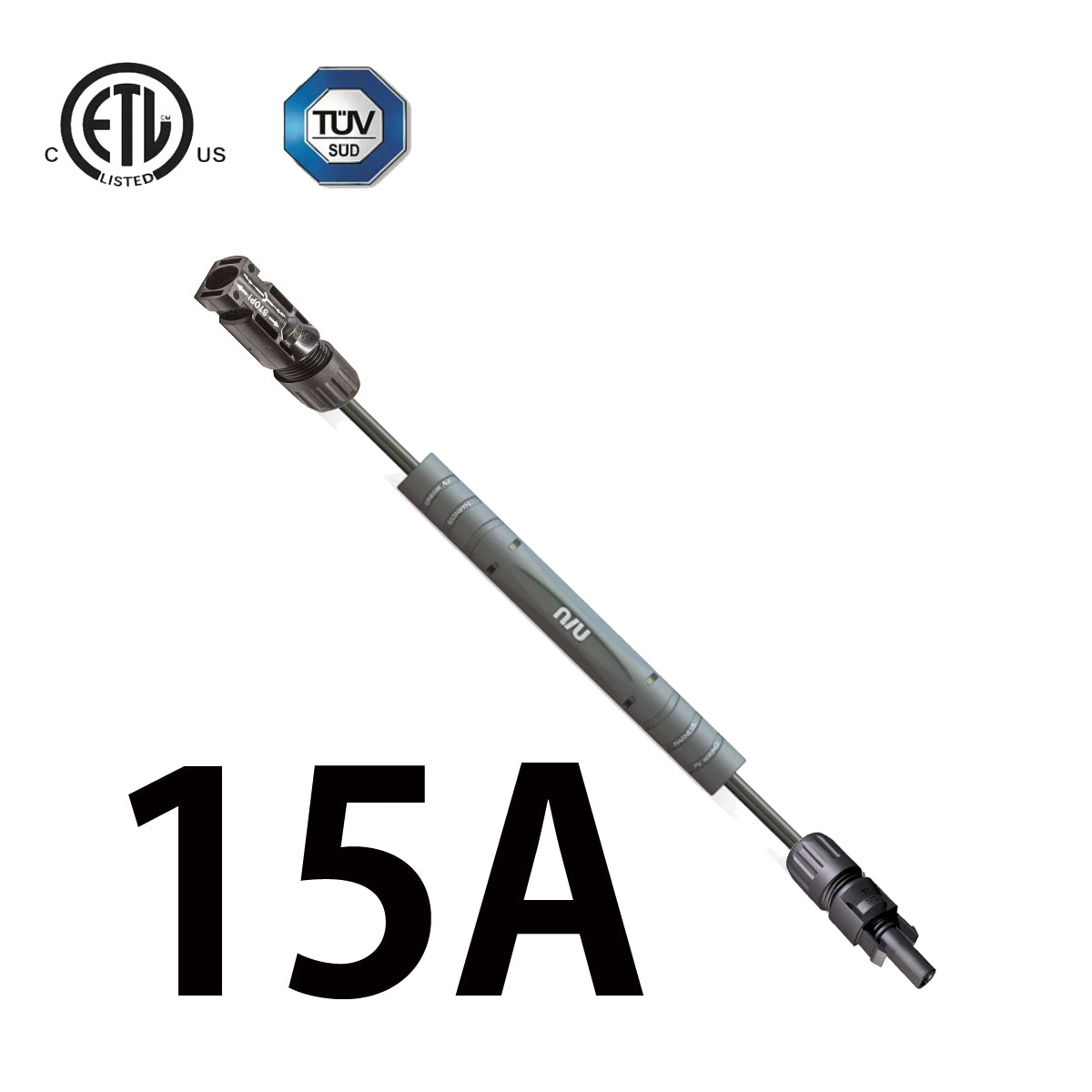 Solar Inline Fuse Connector 15A IP68 1500 Volts DC With Genuline MC4 Connector In Line Fuse