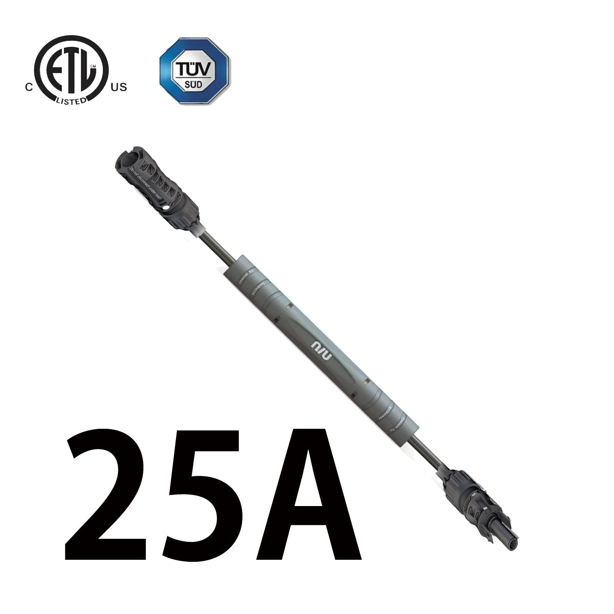 Solar Inline Fuse Connector 25A IP68 1500 Volts DC With Genuline MC4-EVO 2 Connector In Line Fuse
