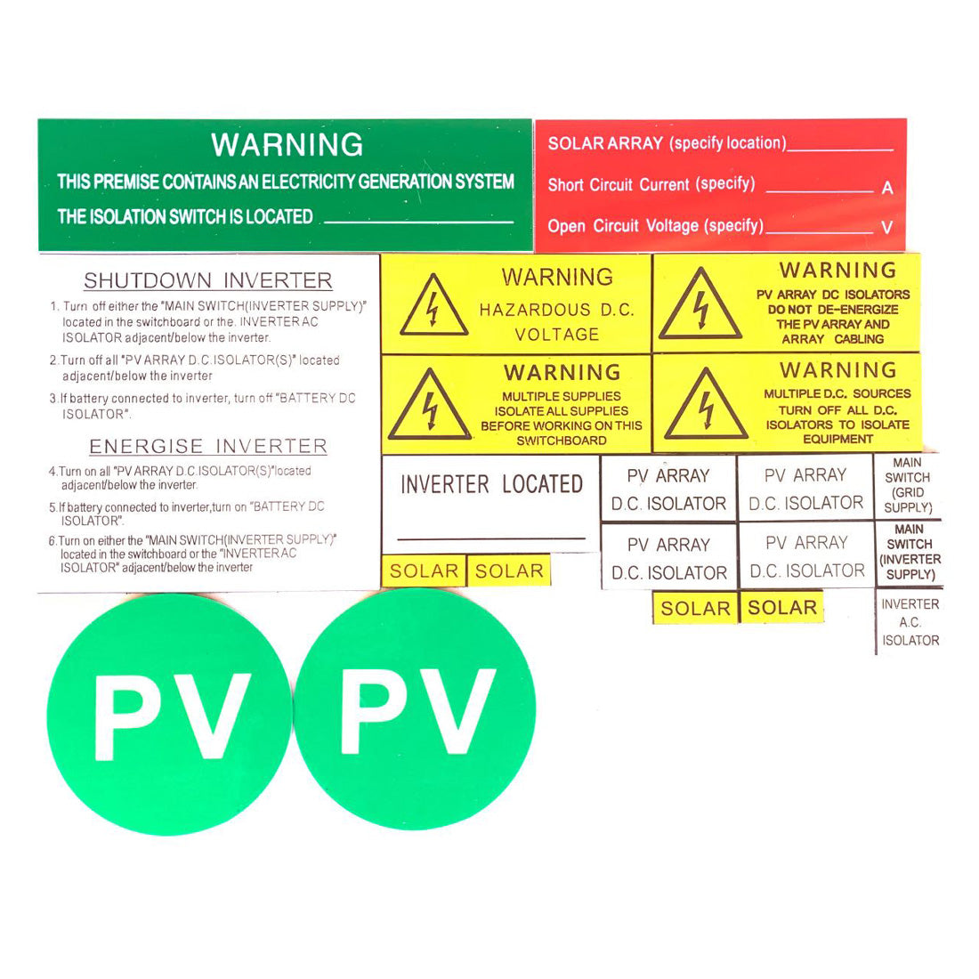 Generic Inverter Warning Signs Solar Safety Warning Labels – Solar Products Supply