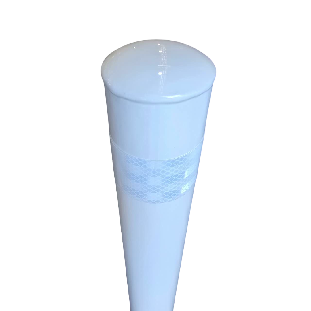 900mm x 76mm Surface Mounted White Bollard with 4 Bolts