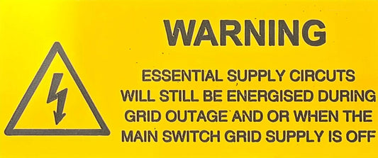 Essential Supply Circuts Warning Label Battery ESC