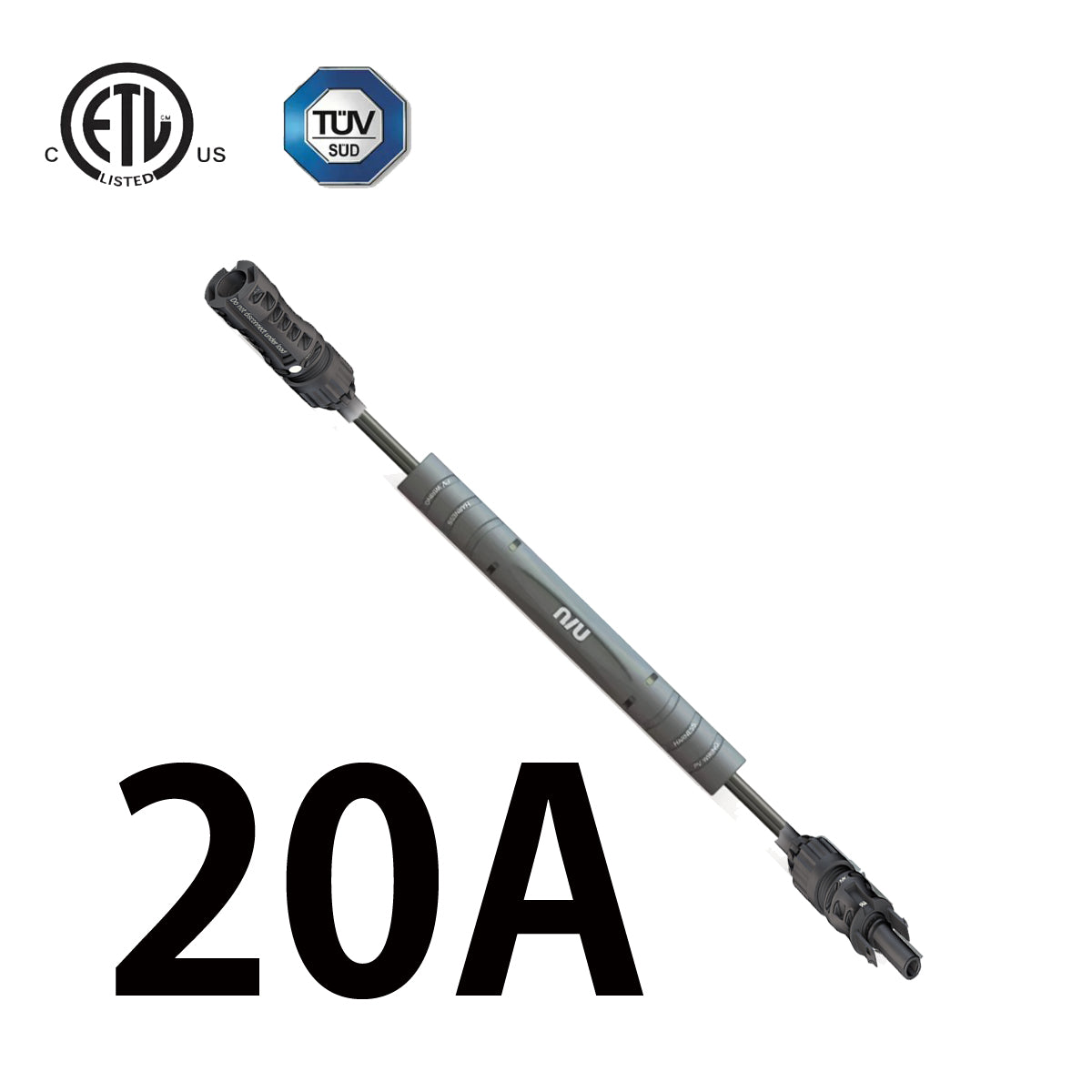 Solar Inline Fuse 20A IP68 1500 Volts DC With Genuine MC4-EVO 2 Connector In Line Fuse