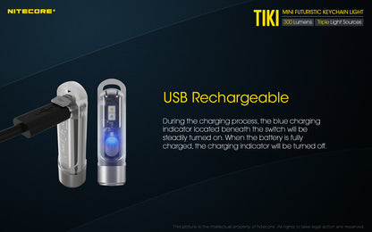 Nitecore TIKI LE Mini palm torch 300 Lumen USB Rechargeable Keychain Flashlight IP66