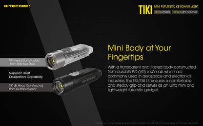 Nitecore TIKI LE Mini palm torch 300 Lumen USB Rechargeable Keychain Flashlight IP66