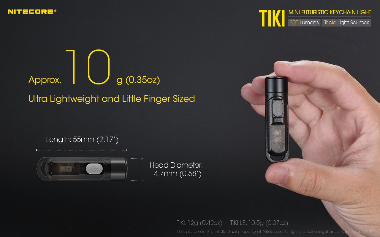 Nitecore TIKI LE Mini palm torch 300 Lumen USB Rechargeable Keychain Flashlight IP66