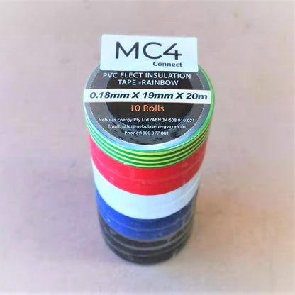 Electrical Insulation PVC Tape 19mm x 20M 0.18mm thickness - Pack of 10